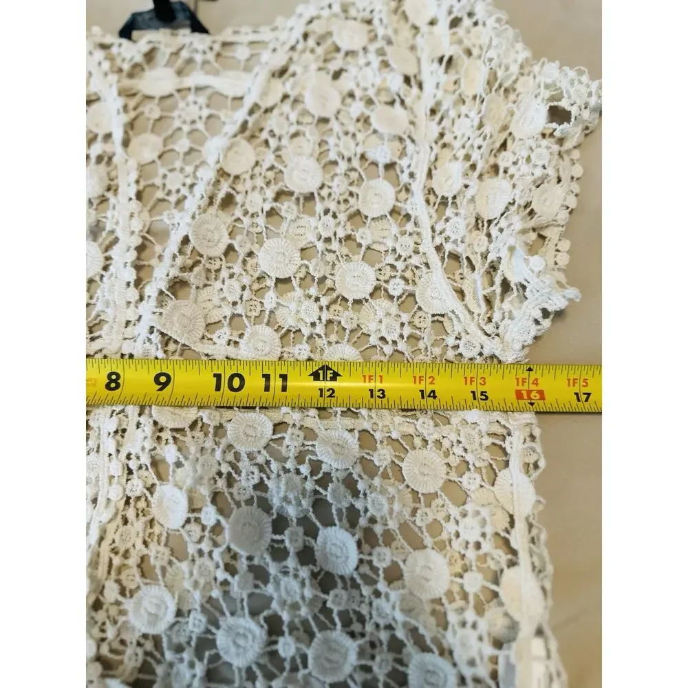 NWT Just Love Crochet Boho Bolero White Cardigan Shrug Medium Festival Summer